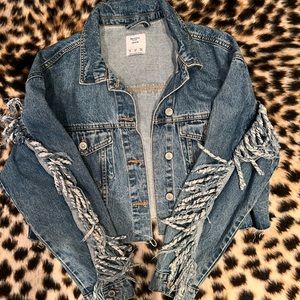 Chic and CUTE Cropped Fringe Denim Jacket!!